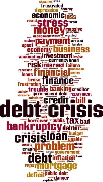 Debt Crisis Word Cloud Concept Vector Illustration — Stock Vector