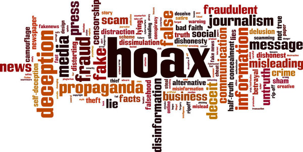 Hoax word cloud concept. Vector illustration