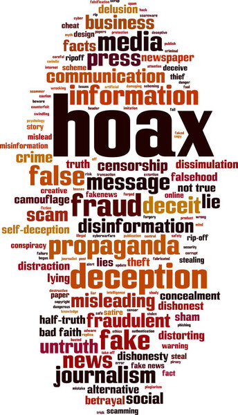 Hoax word cloud concept. Vector illustration