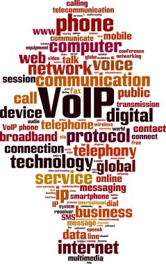 VoIP kelime bulutu kavramı. Vektör çizim
