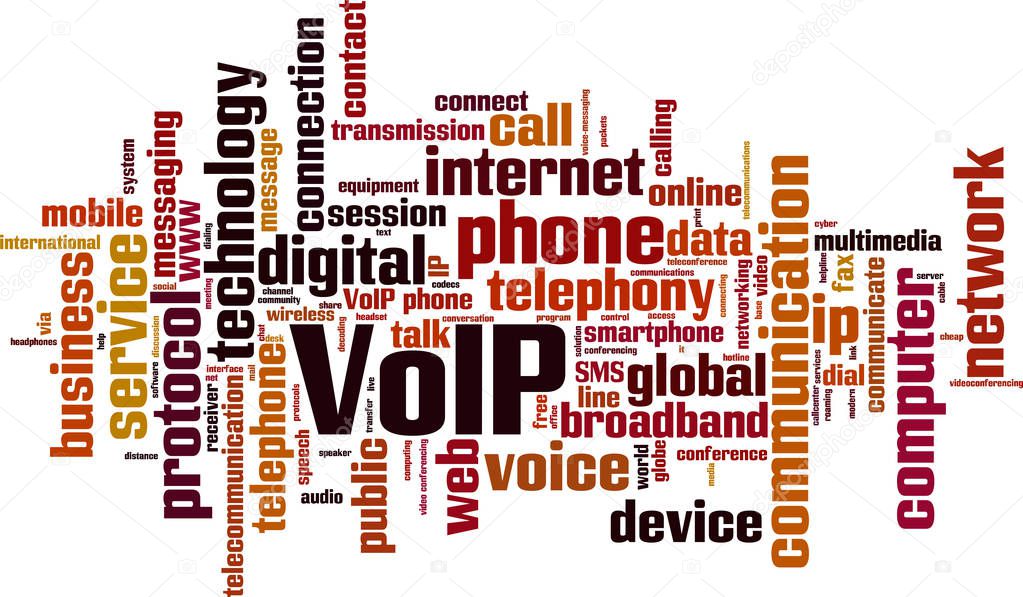 VoIP word cloud concept. Vector illustration