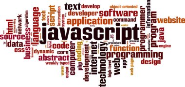 JavaScript kelime bulutu kavramı. Vektör çizim