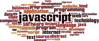 JavaScript kelime bulutu kavramı. Vektör çizim