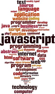 JavaScript kelime bulutu kavramı. Vektör çizim