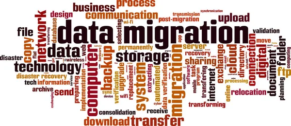 Data Migrace Slovo Cloud Koncepce Vektorové Ilustrace — Stockový vektor