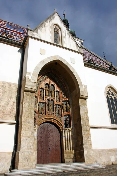 Detalhe Igreja São Marcos Zagreb Croácia — Fotografia de Stock