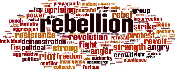 Rebellion word cloud concept. Vector illustration