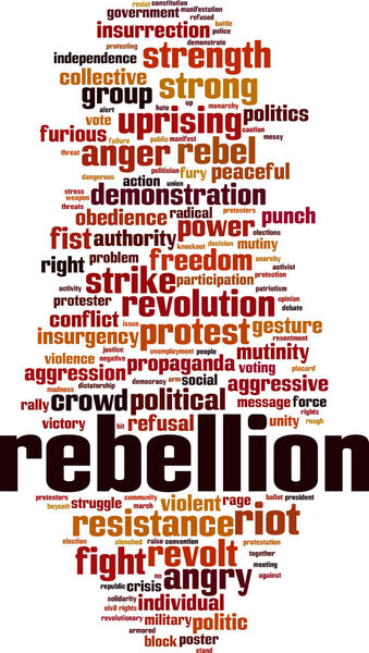 Rebellion word cloud concept. Vector illustration