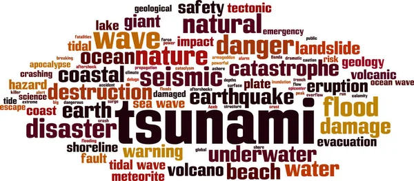 Concepto Nube Palabras Tsunami Ilustración Vectorial — Archivo Imágenes Vectoriales