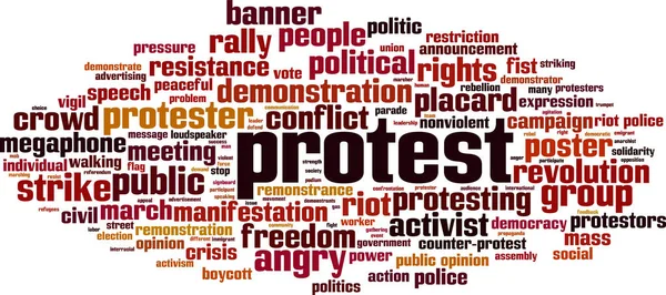 Protest Word Cloud Concept Vectorillustratie — Stockvector