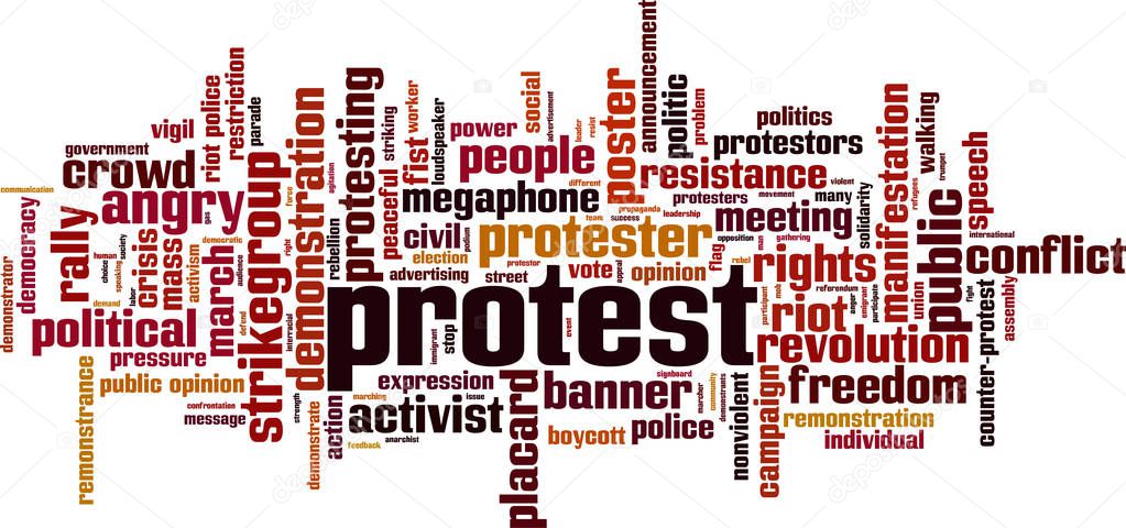 Protest word cloud concept. Vector illustration