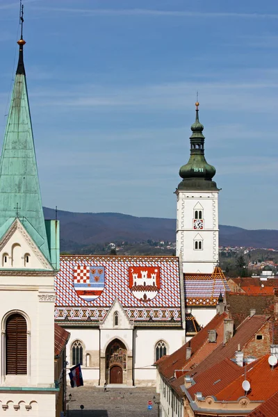 Placu Kościół Mark Zagrzeb Chorwacja — Zdjęcie stockowe