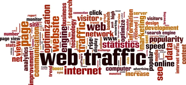 Web Traffic Word Cloud Konzept Vektorillustration — Stockvektor
