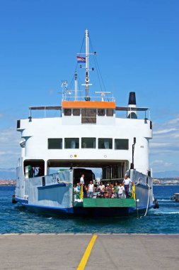 Preko, Hırvatistan - 26 Haziran 2011: Preko bağlantı noktası Ugljan, Hırvatistan adada bir orta