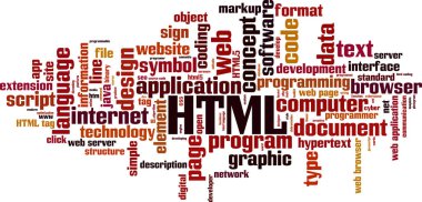 HTML word bulut kavramı. Vektör çizim