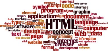 HTML word bulut kavramı. Vektör çizim
