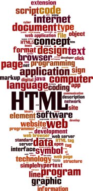 HTML word bulut kavramı. Vektör çizim