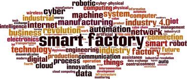 Smart factory word cloud concept. Vector illustration