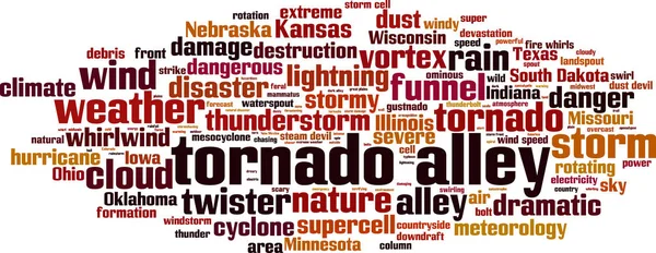 Tornado Alley Word Cloud Concept Vector Illustration — Stock Vector