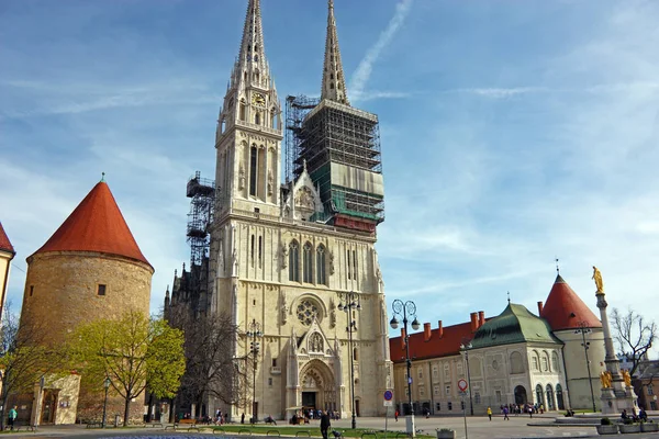 Zagreb Croazia Marzo 2014 Veduta Della Cattedrale Dell Assunzione Della — Foto Stock