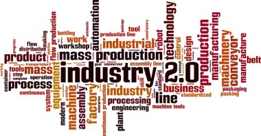 Sanayi 2.0 word bulut kavramı. Vektör çizim