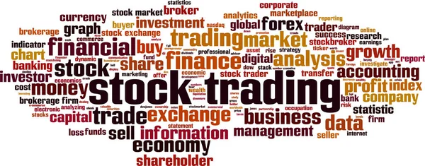 Tőzsdei Kereskedési Szó Felhő Fogalmát Vektoros Illusztráció — Stock Vector