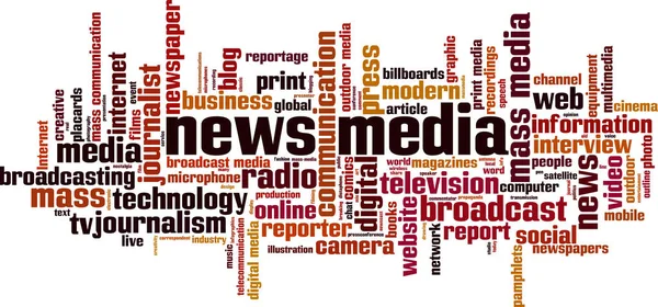 News Media Word Cloud Konzept Vektorillustration — Stockvektor