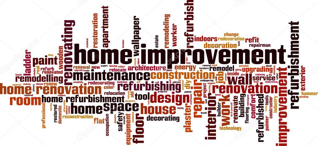 Home improvement word cloud concept. Vector illustration