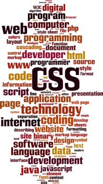CSS kelime bulutu kavramı. Vektör çizim