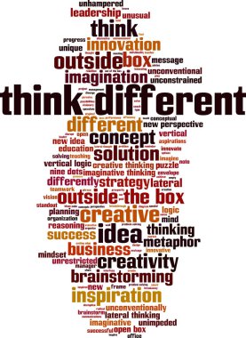 Think different word cloud concept. Vector illustration clipart