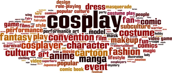 Cosplay Word Cloud Concept Vectorillustratie — Stockvector