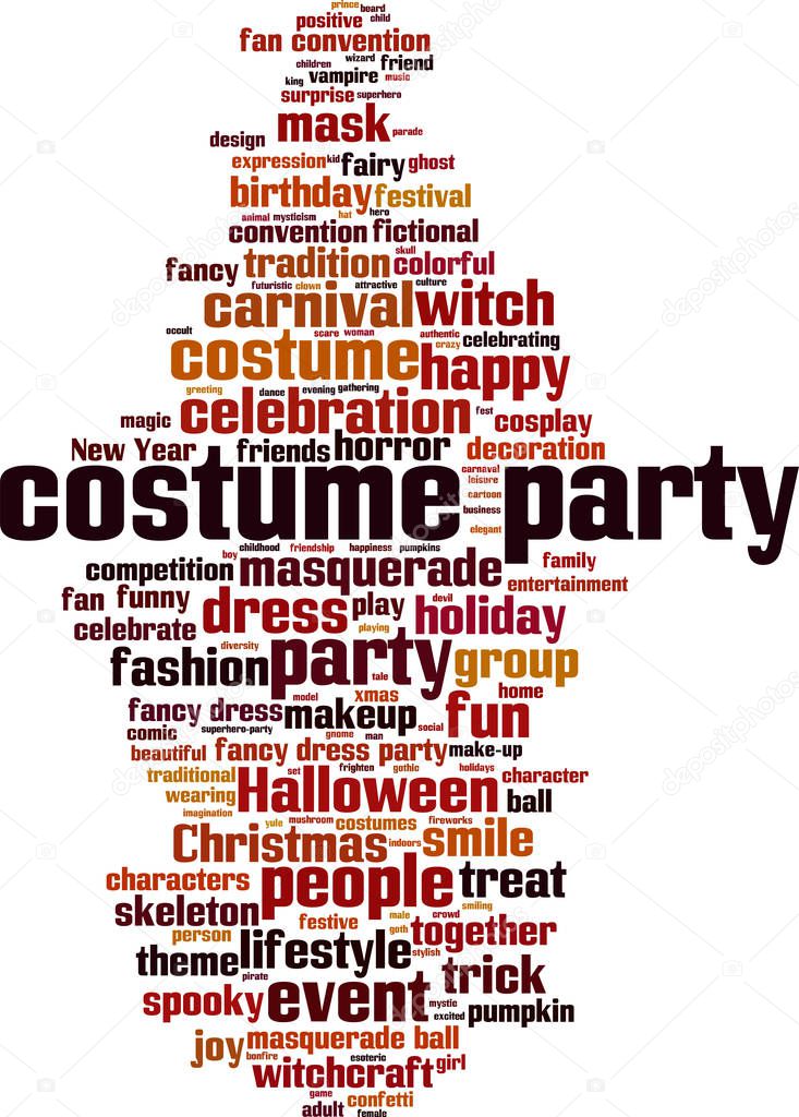 Costume party word cloud concept. Vector illustration