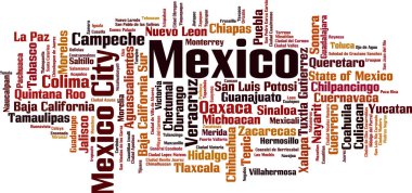Cities in Mexico word cloud concept. Vector illustration clipart