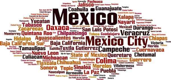 Şehir Meksika Kelime Bulutu Kavramı Vektör Çizim — Stok Vektör