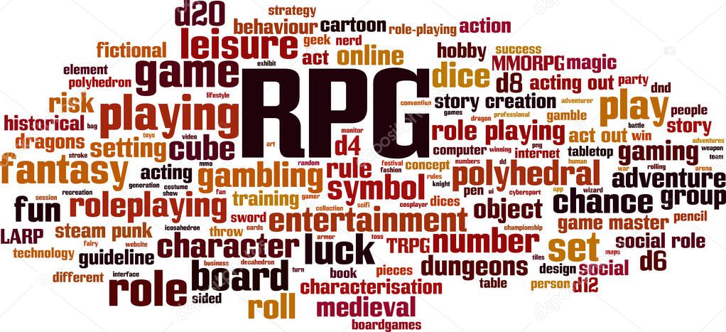 RPG word cloud concept. Vector illustration