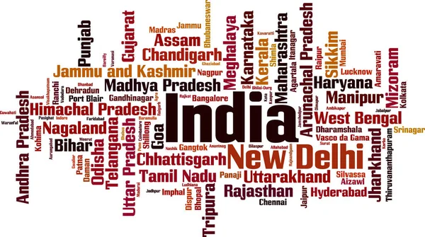 Städer Indien Word Cloud Konceptet Vektorillustration — Stock vektor