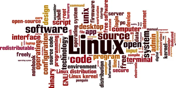 Concepto Nube Palabras Linux Ilustración Vectorial — Archivo Imágenes Vectoriales