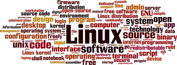 Conceito Nuvem Palavras Linux Ilustração Vetorial — Vetor de Stock