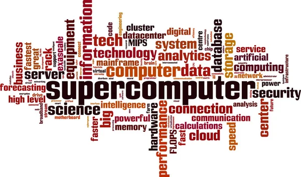 Superdator Word Cloud Konceptet Kollage Gjorda Ord Superdator Vektorillustration — Stock vektor