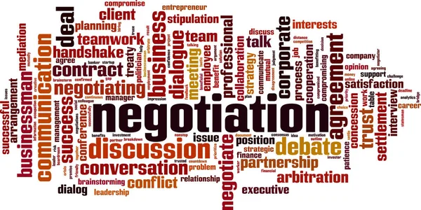 Palabra Negociación Concepto Nube Collage Hecho Palabras Sobre Negociación Ilustración — Archivo Imágenes Vectoriales