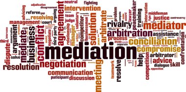 Mediation word cloud concept. Collage made of words about mediation. Vector illustration clipart