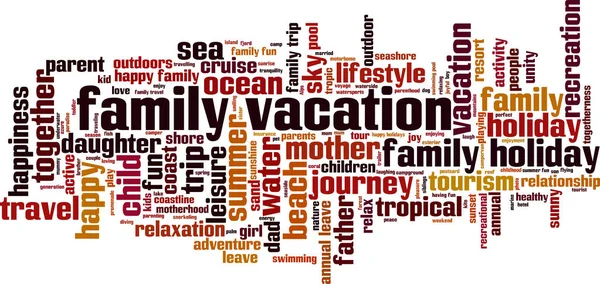 Concepto Nube Palabra Vacaciones Familia Collage Hecho Palabras Sobre Vacaciones — Vector de stock