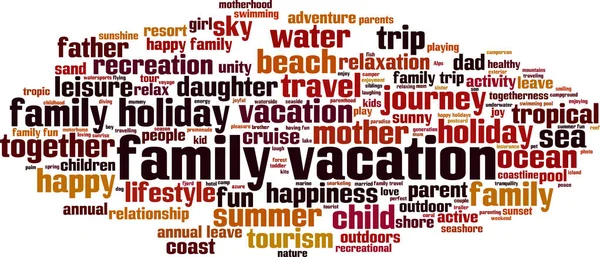 Concepto Nube Palabra Vacaciones Familia Collage Hecho Palabras Sobre Vacaciones — Vector de stock