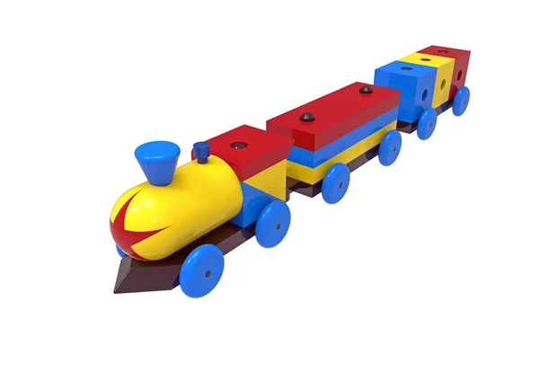 Поезд, разноцветная деревянная игрушка — стоковое фото