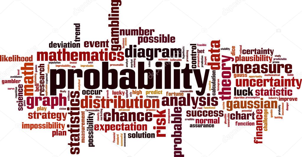 Probability word cloud concept. Collage made of words about probability. Vector illustration