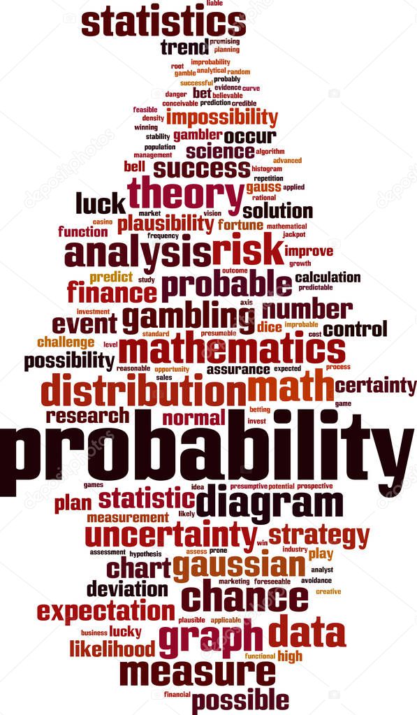 Probability word cloud concept. Collage made of words about probability. Vector illustration