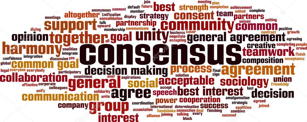 Consensus word cloud concept. Collage made of words about consensus. Vector illustration