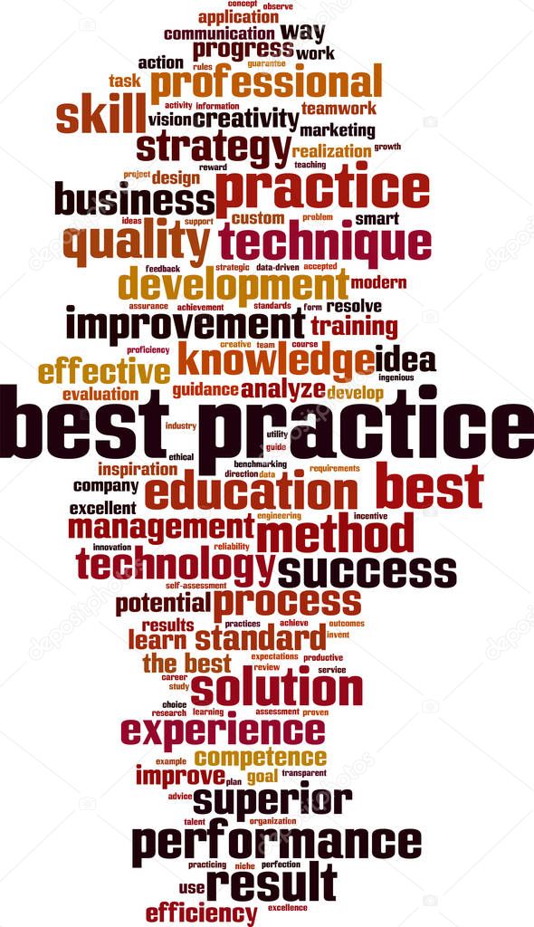 Best practice word cloud concept. Collage made of words about best practice. Vector illustration