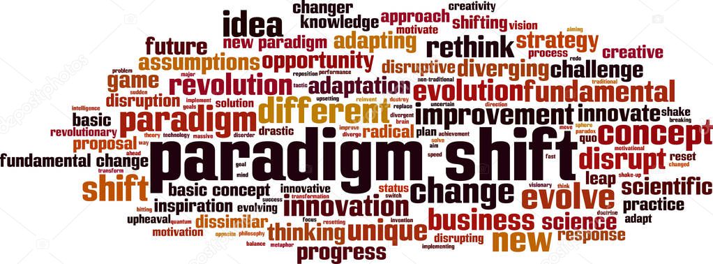 Paradigm shift word cloud concept. Collage made of words about paradigm shift. Vector illustration