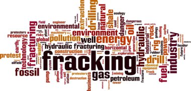 Fracking kelime bulut kavramı. Kolaj fracking hakkında kelimelerden yapılmış. Vektör çizimi